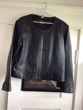 Minimalist Black Leather Zip Jacket by
